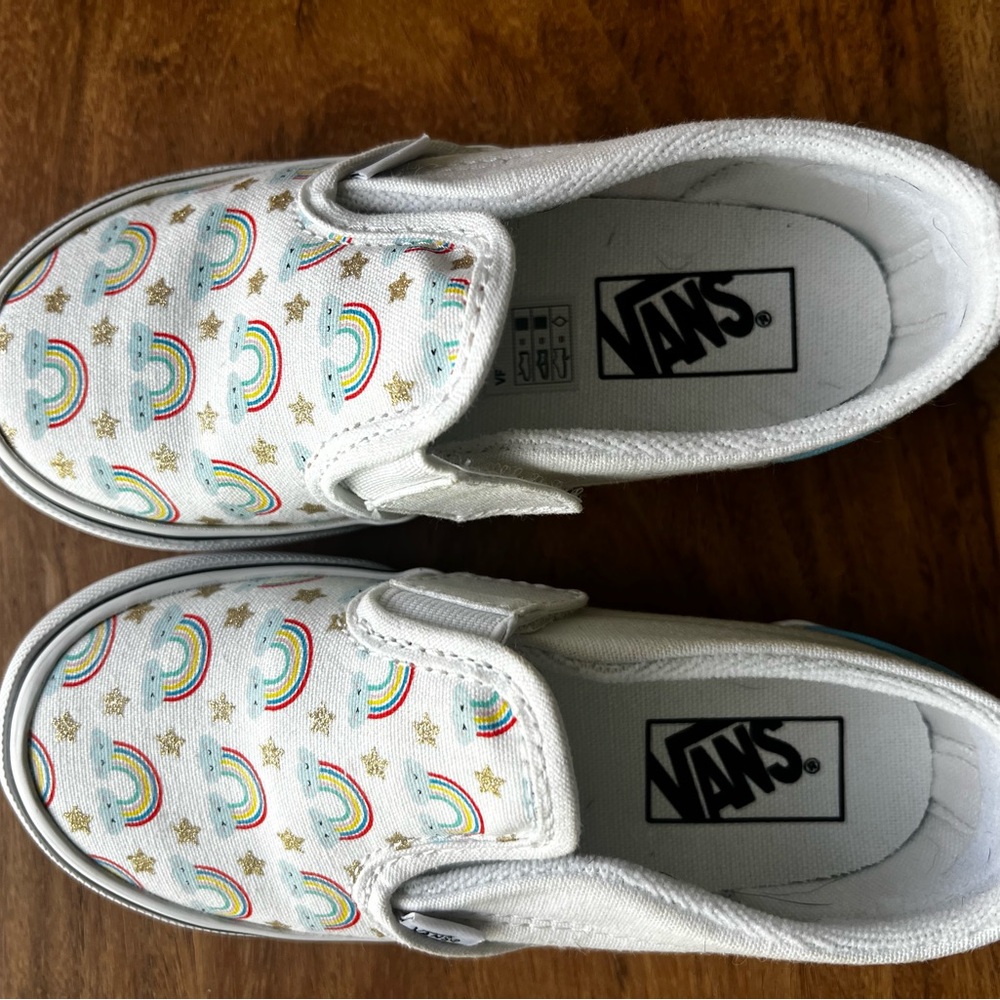 Vans White Slip-On Rainbow Sneakers